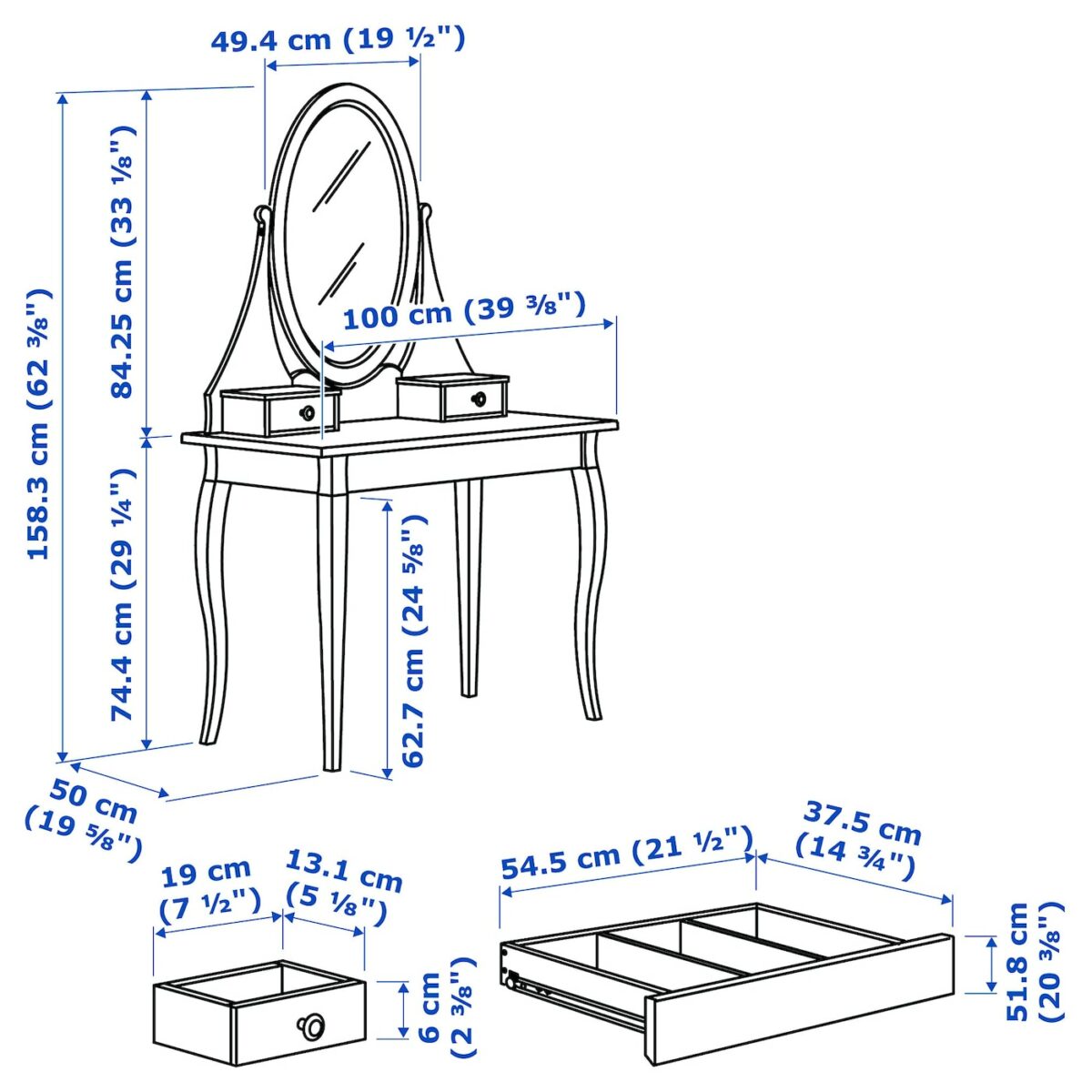 میز آرایش ایکیا مدل HEMNES